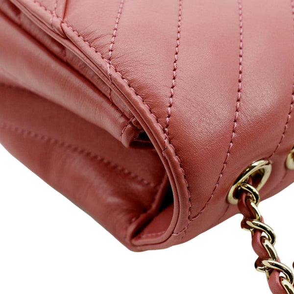 Chanel Statement Flap Quilted Chevron Crossbody Bag in Pink Color - Top Right