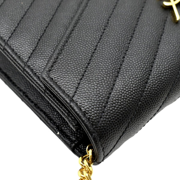 YSL Cassandre Matelasse Chain Wallet Crossbody Bag Black