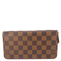 LOUIS VUITTON Zip Around Damier Ebene Wallet Brown