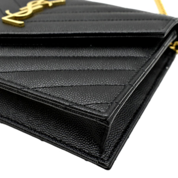 YSL Cassandre Matelasse Chain Wallet Crossbody Bag Black