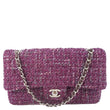 CHANEL Classic Double Flap Tweed Medium Shoulder Bag Purple