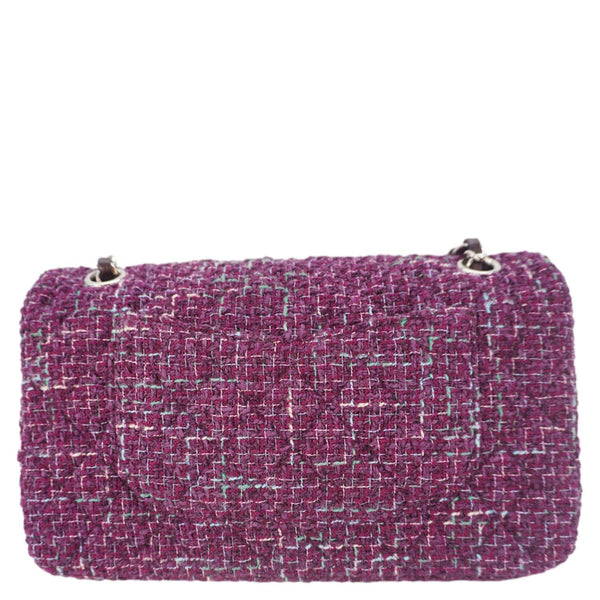 CHANEL Classic Double Flap Tweed Medium Shoulder Bag Purple