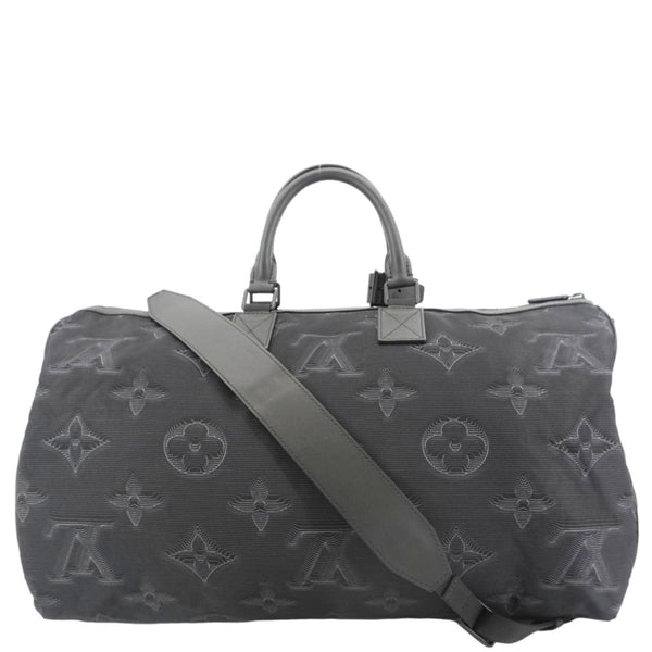 LOUIS VUITTON Keepall 50 Bandouliere 2054 3D Reversible Nylon Travel Bag Green