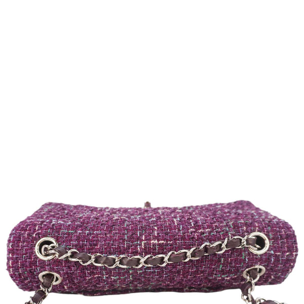 CHANEL Classic Double Flap Tweed Medium Shoulder Bag Purple