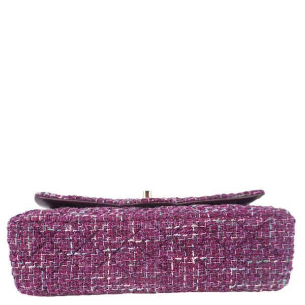 CHANEL Classic Double Flap Tweed Medium Shoulder Bag Purple