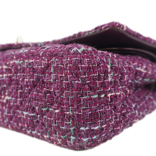 CHANEL Classic Double Flap Tweed Medium Shoulder Bag Purple