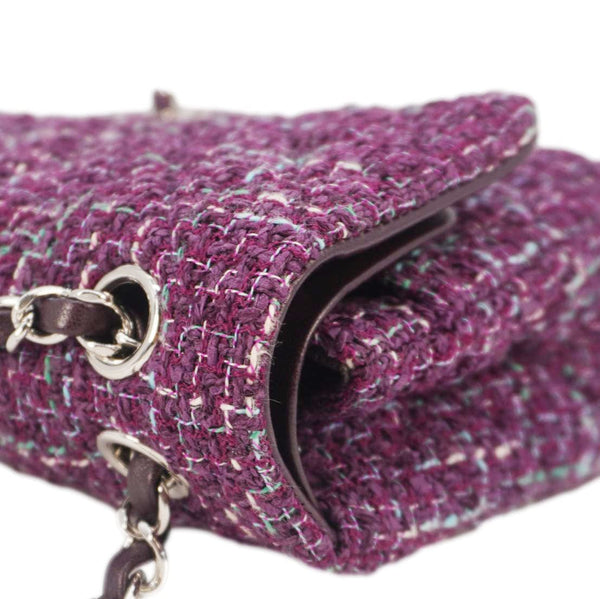 CHANEL Classic Double Flap Tweed Medium Shoulder Bag Purple