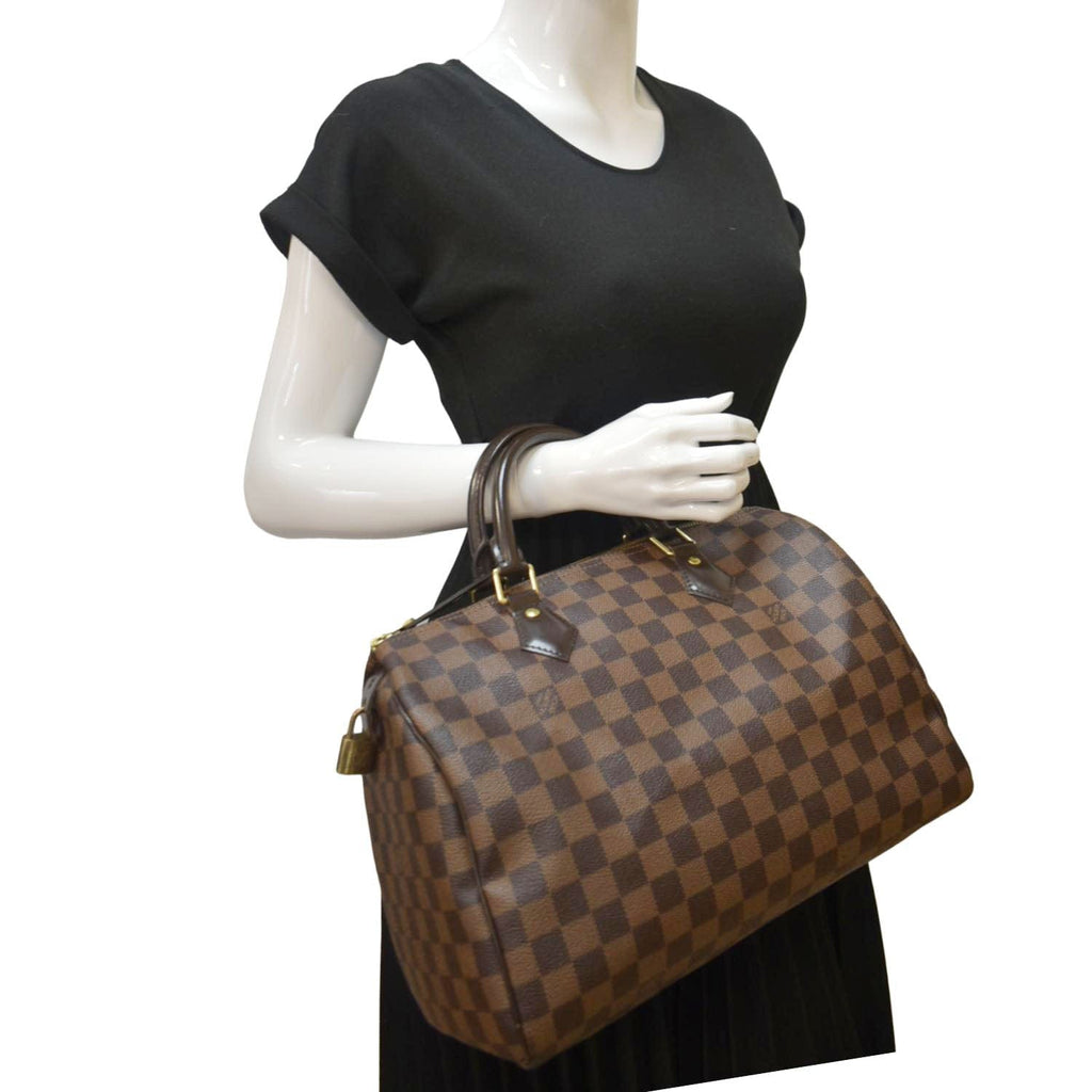 LOUIS VUITTON Speedy 30 Damier Ebene Satchel Bag Brown