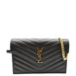 YSL Cassandre Matelasse Chain Wallet Crossbody Bag Black