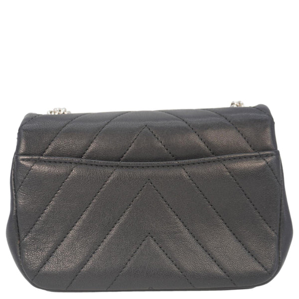 CHANEL Mini Flap Quilted Chevron Leather Crossbody Bag Black