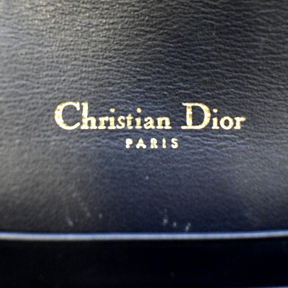 Christian Dior Vintage Navy Blue Monogram Canvas & Leather Bag