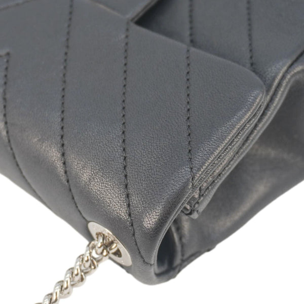 CHANEL Mini Flap Quilted Chevron Leather Crossbody Bag Black