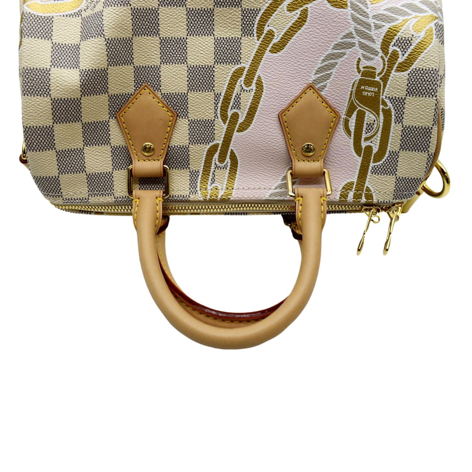 Speedy Bandouliere 25 Damier Top handle bag in Coated canvas, Gold
