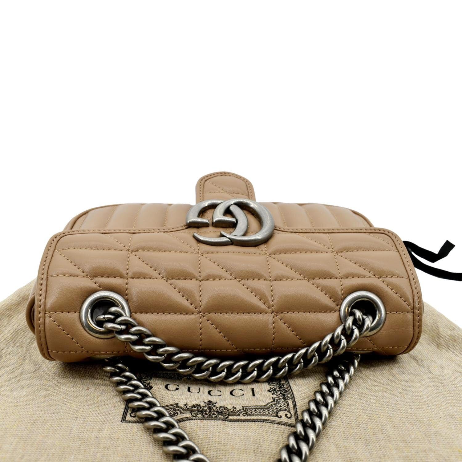 Gucci GG Marmont Velvet Medium Matelassé Shoulder Bag Beige