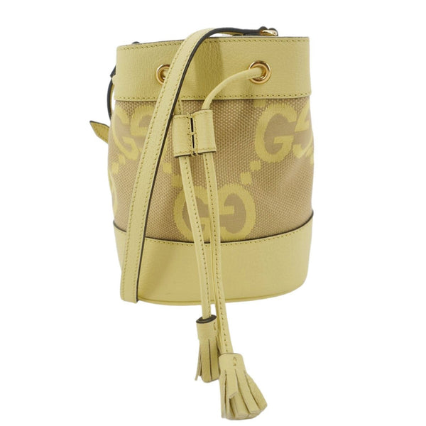 GUCCI Ophidia Jumbo GG Canvas Bucket Bag Yellow 550620