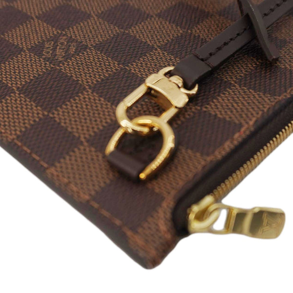 LOUIS VUITTON Wristlet Pochette Damier Ebene Pouch Brown