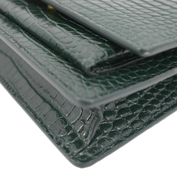 Saint Laurent Green Croc Embossed Leather Sunset Crossbody Bag