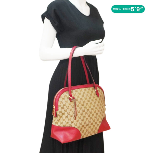 GUCCI Bree GG Canvas Hobo Bag Red 449243