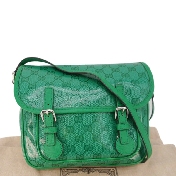 GUCCI Kids GG Supreme Canvas Shoulder Bag Green 664145