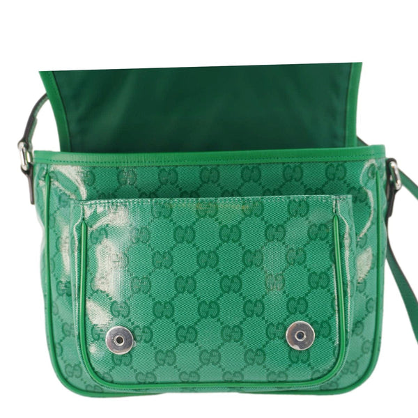 GUCCI Kids GG Supreme Canvas Shoulder Bag Green 664145