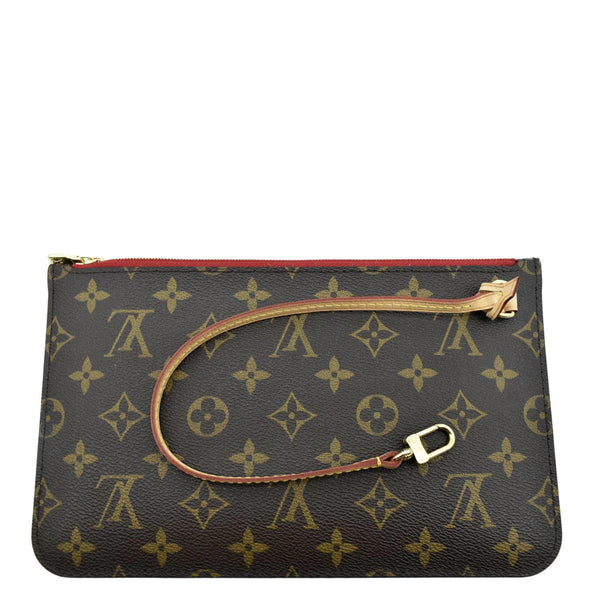 LOUIS VUITTON Neverfull Monogram Canvas Pochette Wristlet Pouch Brown