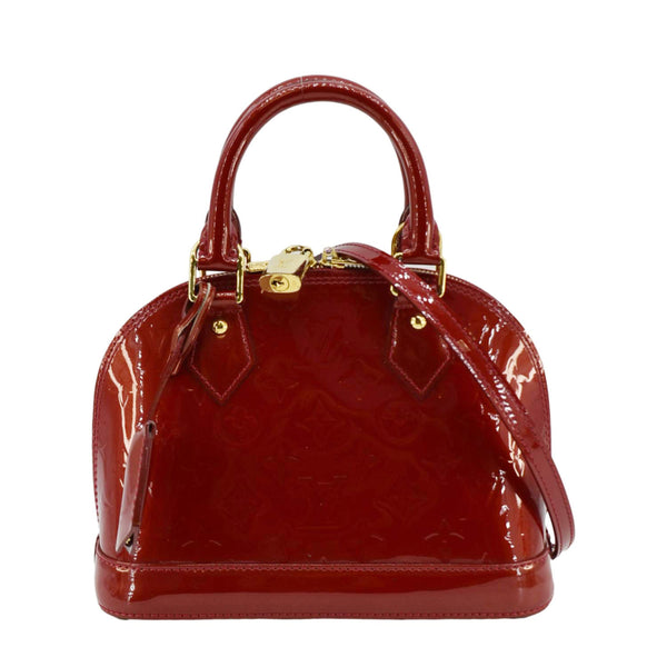 LOUIS VUITTON Alma BB Monogram Vernis Satchel Bag Red