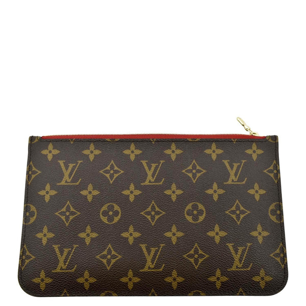 LOUIS VUITTON Neverfull Monogram Canvas Pochette Wristlet Pouch Brown