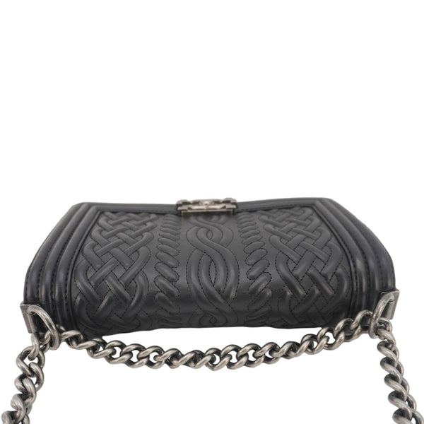 CHANEL Celtic Boy Flap Leather Shoulder Bag Black