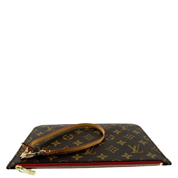 LOUIS VUITTON Neverfull Monogram Canvas Pochette Wristlet Pouch Brown