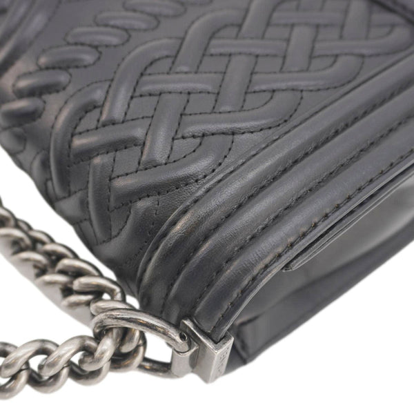 CHANEL Celtic Boy Flap Leather Shoulder Bag Black