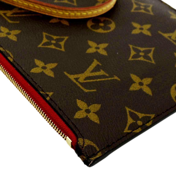 LOUIS VUITTON Neverfull Monogram Canvas Pochette Wristlet Pouch Brown