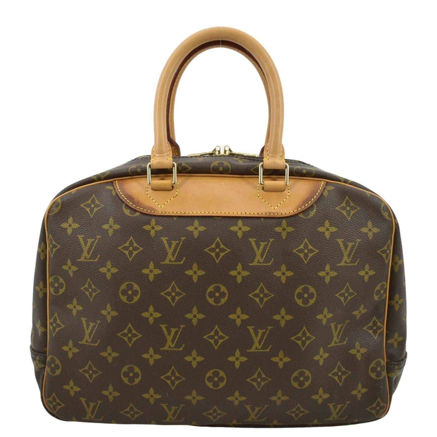 Louis Vuitton Logo Deauville Hand Bag Monogram Leather Brown