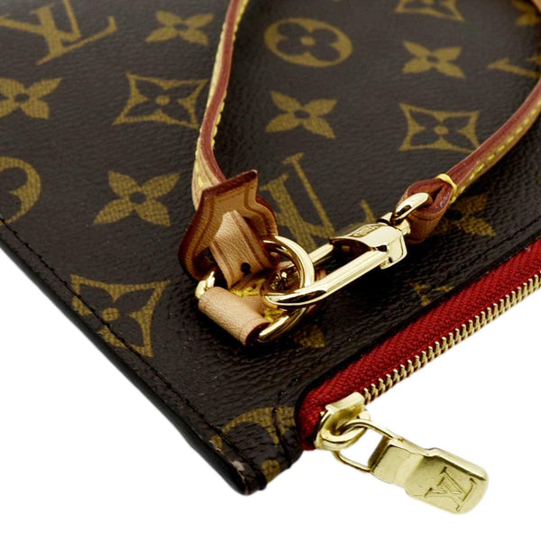 LOUIS VUITTON Neverfull Monogram Canvas Pochette Wristlet Pouch Brown