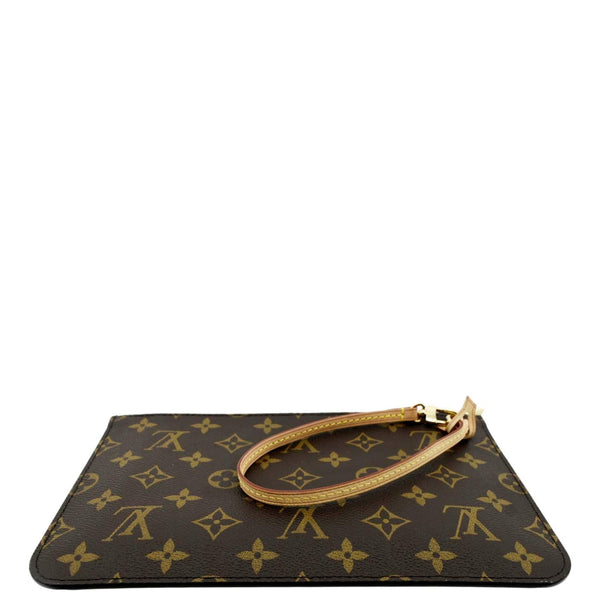 LOUIS VUITTON Neverfull Monogram Canvas Pochette Wristlet Pouch Brown