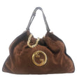 GUCCI Blondie Large Suede Tote Shoulder Bag Brown 747372