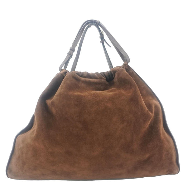 GUCCI Blondie Large Suede Tote Shoulder Bag Brown 747372