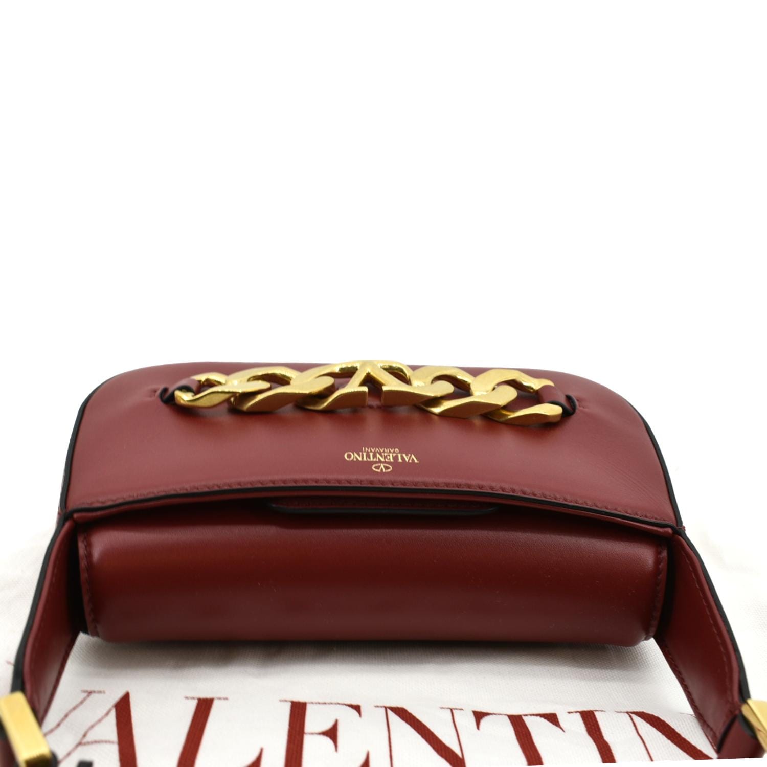 New Auth Valentino Garavani V Rivet Chain Suede Clutch Bag Handbag Purse  $1495