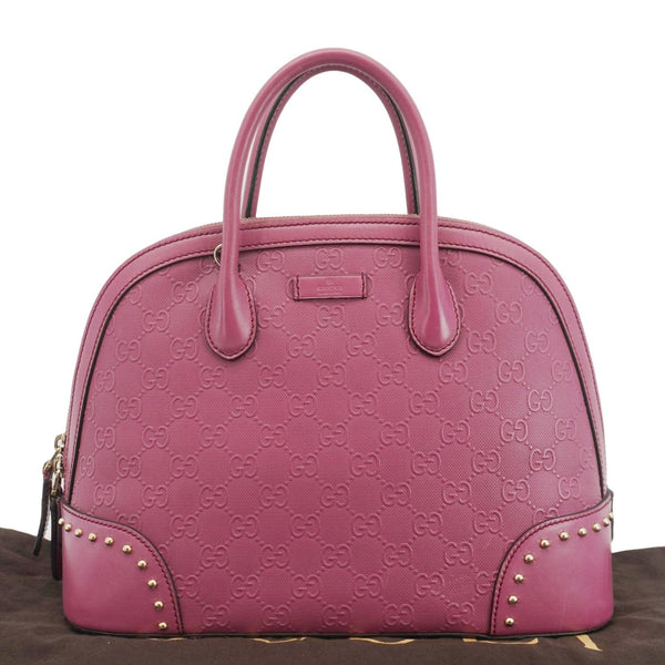 GUCCI Hilary Dome Diamante Leather Top Handle Bag Pink 384688