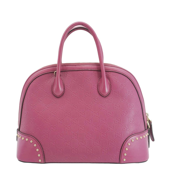 GUCCI Hilary Dome Diamante Leather Top Handle Bag Pink 384688