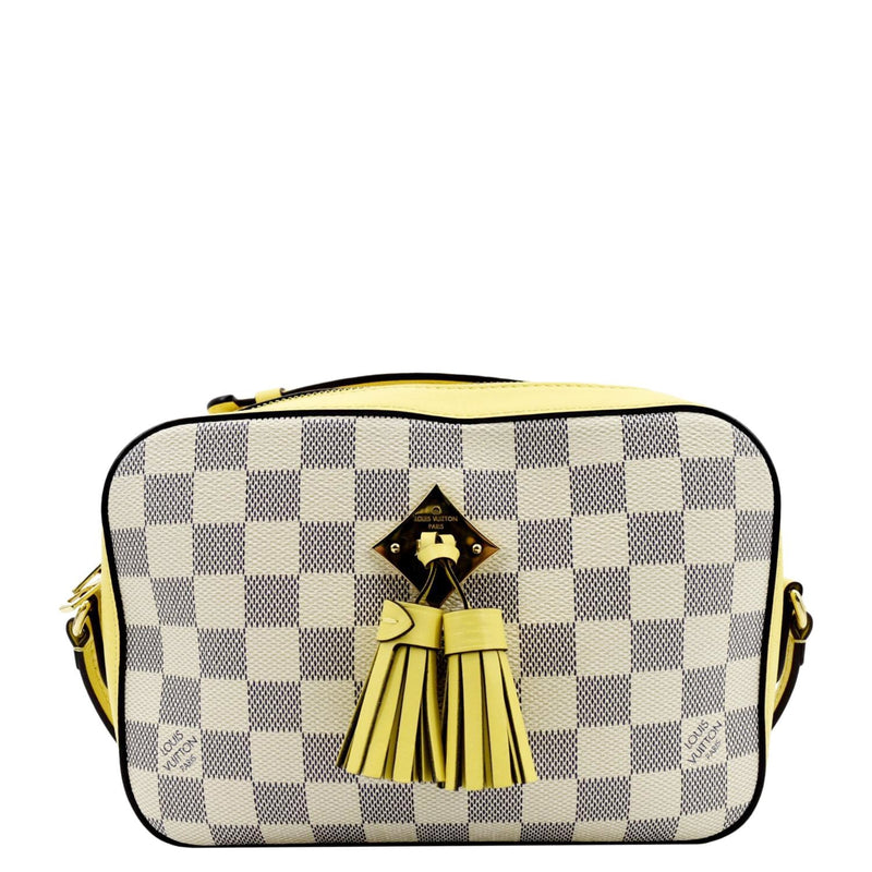 LOUIS VUITTON Saintonge Damier Azur Pineapple Yellow Leather Tassel  Shoulder Bag