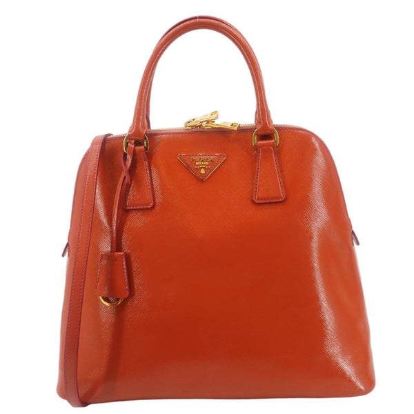 PRADA Promenade Tall Saffiano Leather Crossbody Bag Orange