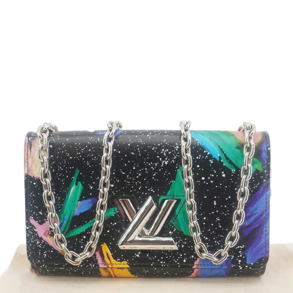 LOUIS VUITTON Twist Splash Print Leather Chain Wallet Shoulder Bag Black