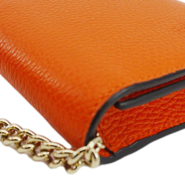 GUCCI Betty Medium Marmont Leather Wallet On Chain Orange 466506