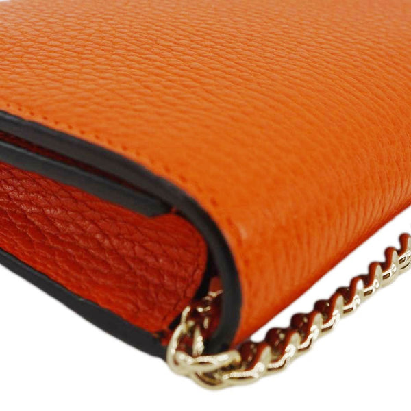 GUCCI Betty Medium Marmont Leather Wallet On Chain Orange 466506