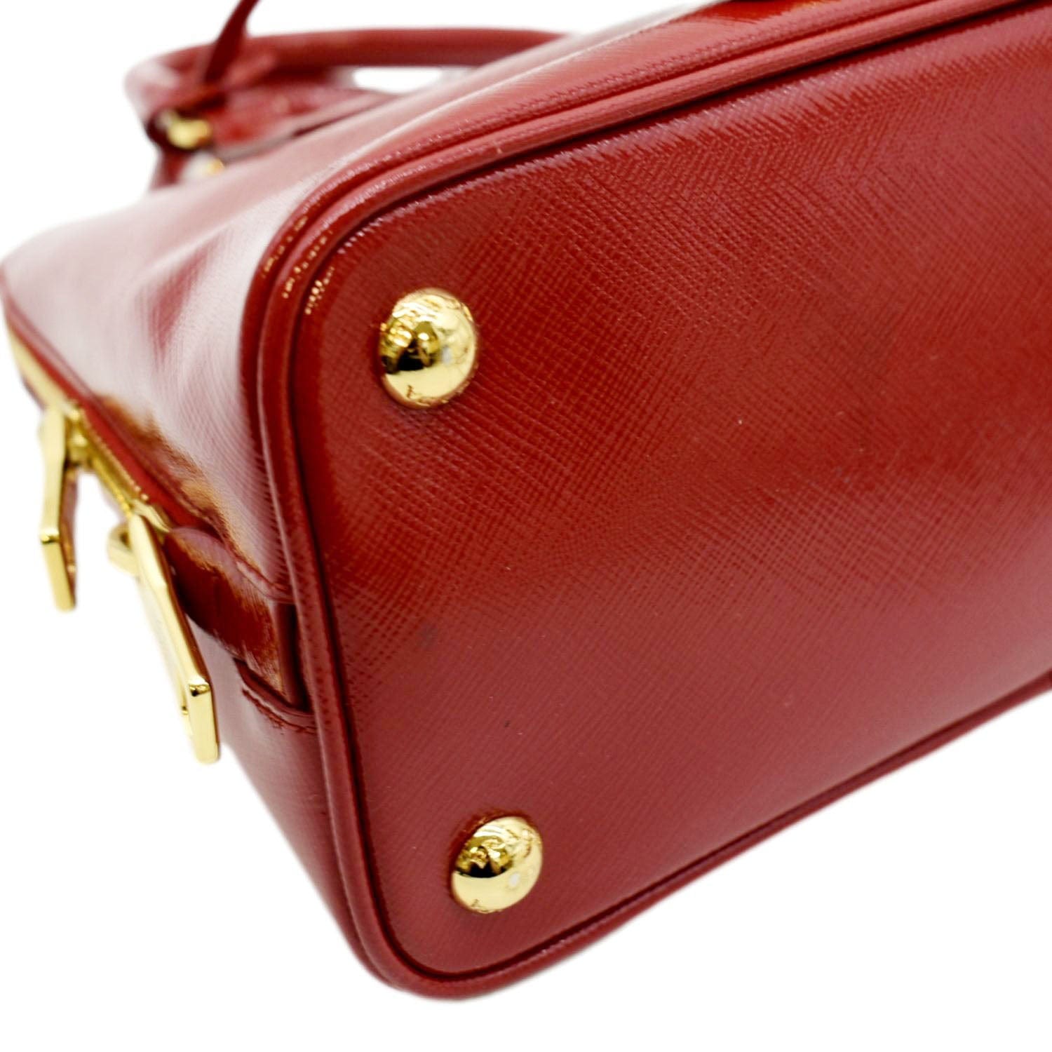 Prada Open Promenade Bag Vernice Saffiano Leather Medium Red