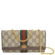 GUCCI Ophidia Web GG Supreme Canvas Chain Wallet Beige 546592