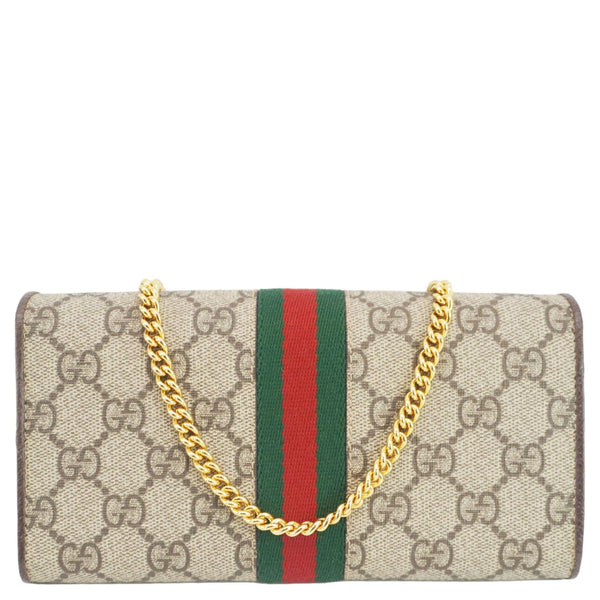 GUCCI Ophidia Web GG Supreme Canvas Chain Wallet Beige 546592