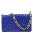 CHANEL Boy Flap Medium Plexiglass Patent Leather Crossbody Bag Blue