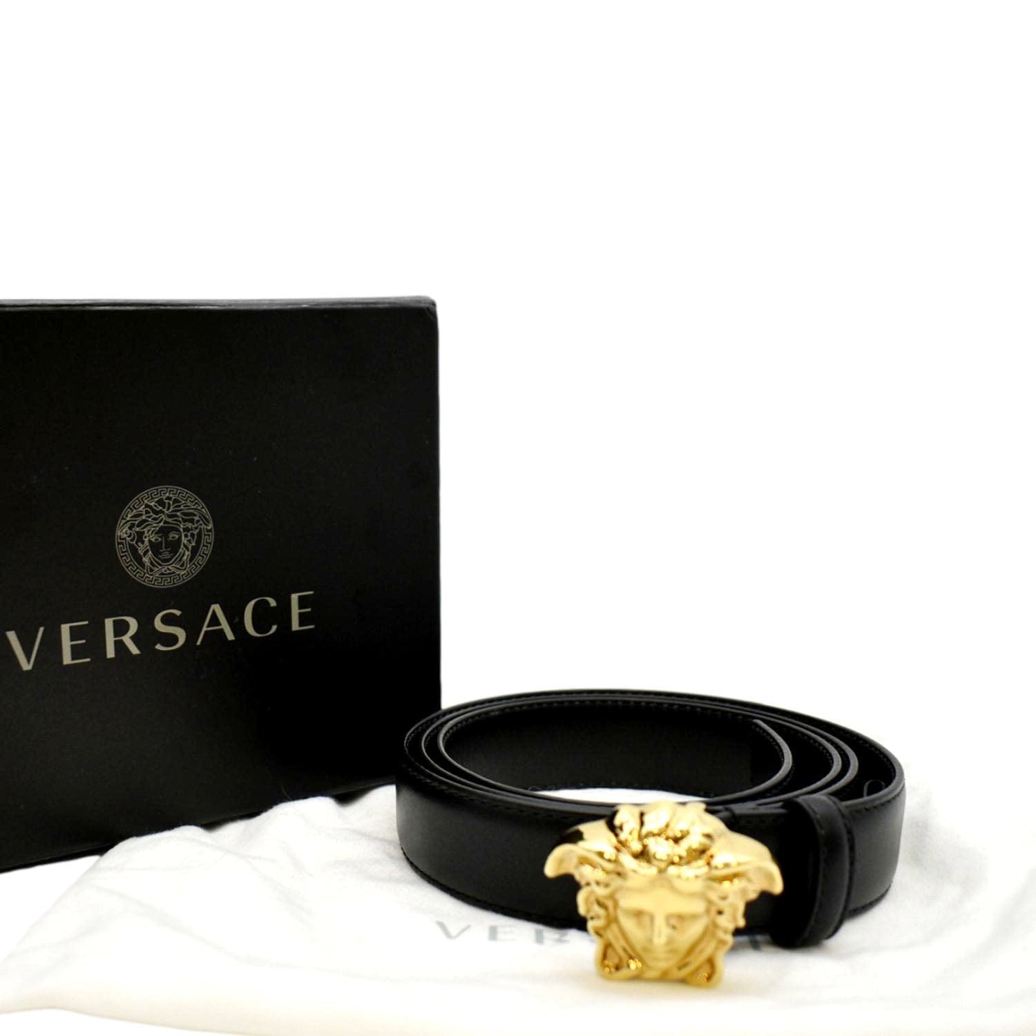 Versace Black/Silver Medusa Buckle Belt - Accessories from
