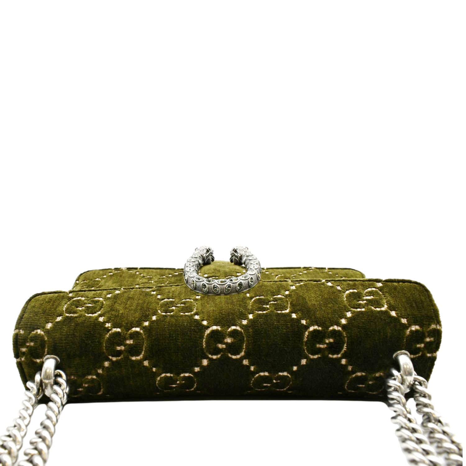 GUCCI Dionysus Velvet GG Handbag in Dark Green